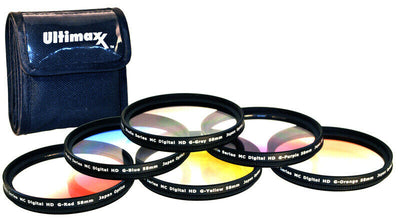 Kit de filtres de couleur progressifs professionnels, 6 pièces, 62 mm, avec étui de protection