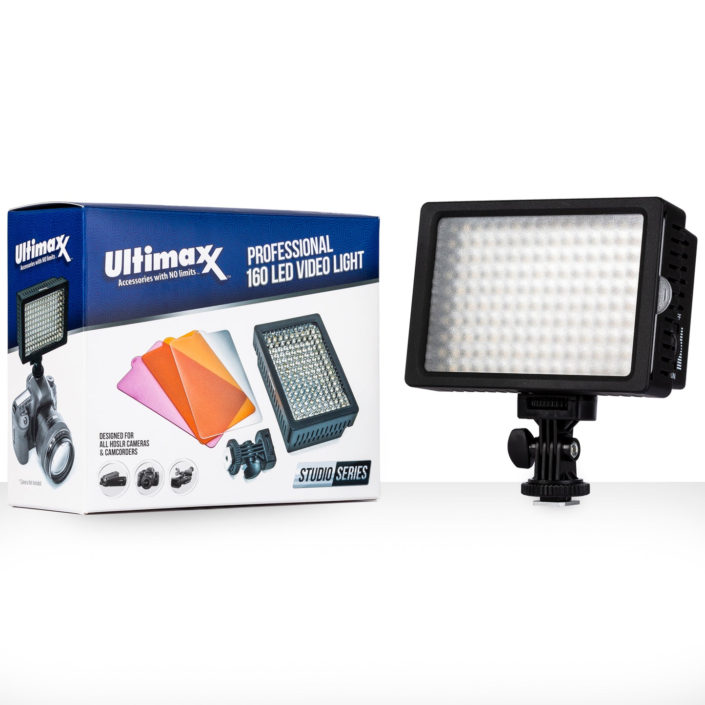 Caméra vidéo professionnelle ULTIMAXX à intensité variable 160 LED pour Canon Nikon Sony