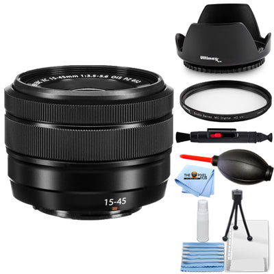 Objectif Fujifilm XC 15-45 mm f/3.5-5.6 OIS PZ (noir) – Ensemble de filtres UV, boîte blanche