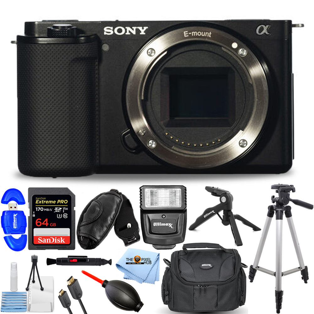 Sony ZV-E10 Appareil photo sans miroir (boîtier uniquement, noir) Lot d'accessoires 10 pièces – Boîte de kit