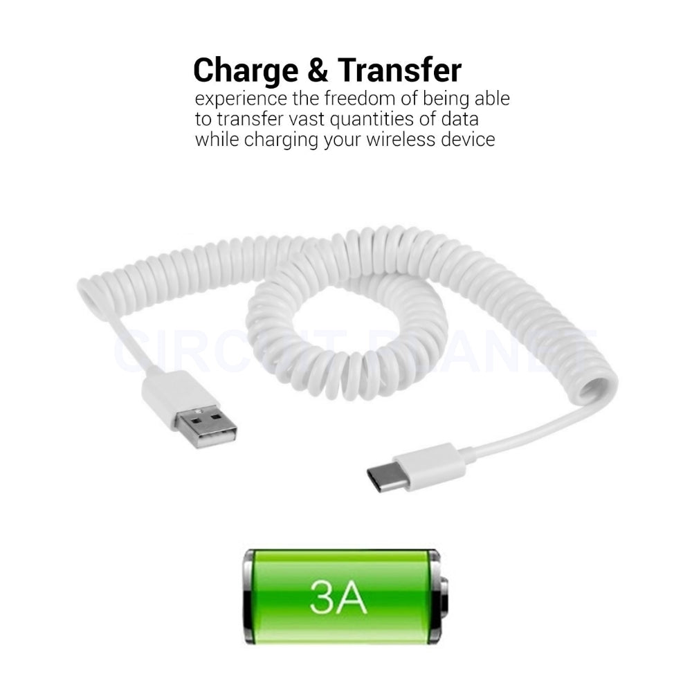 Câble de chargeur de synchronisation enroulé TYPE-C vers USB, connecteur de charge de données, blanc, nouveau