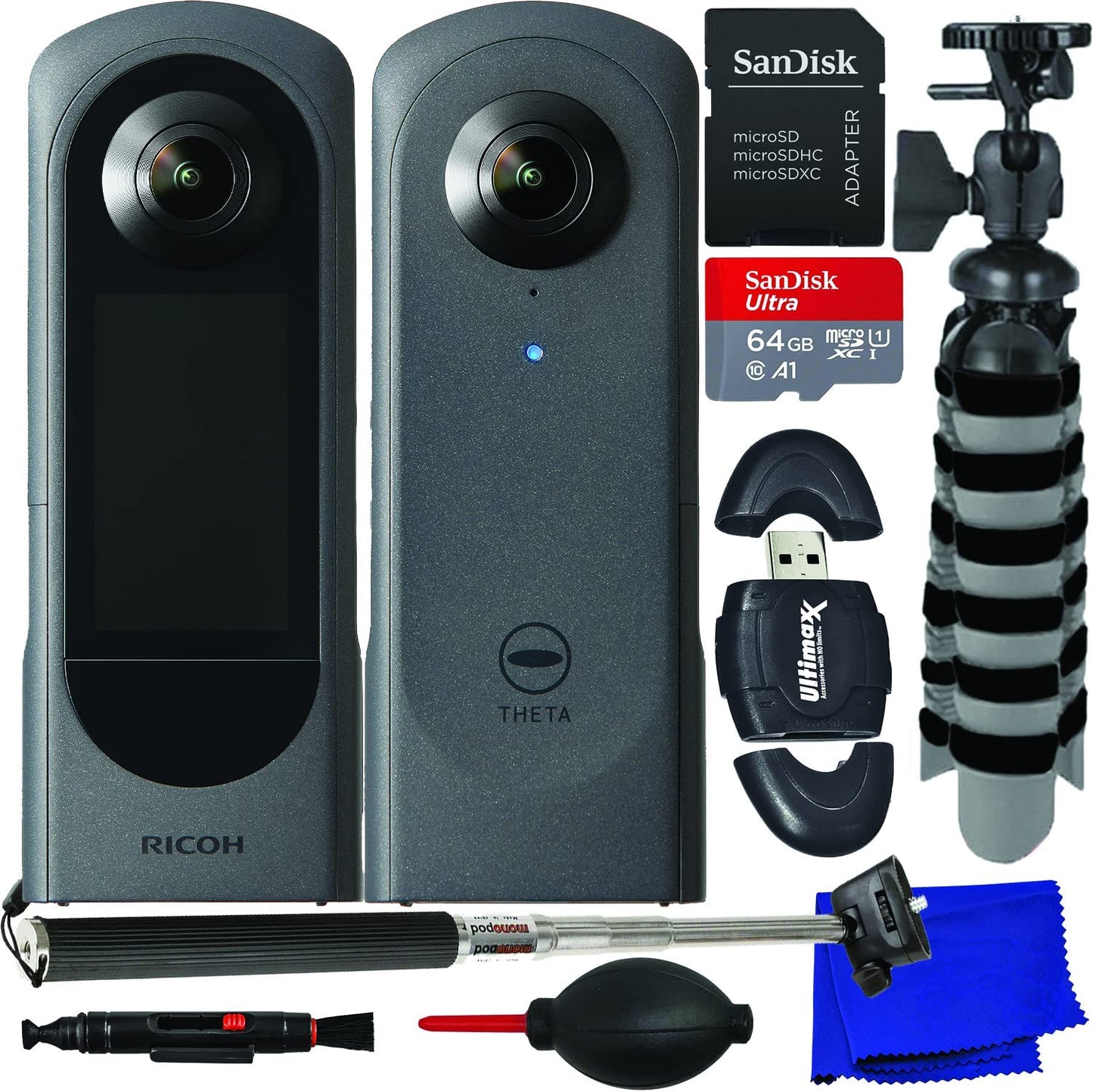 Ricoh THETA X 360° Camera 910844 - 8PC Accessory Bundle