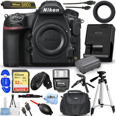 Appareil photo reflex numérique Nikon D850 (boîtier uniquement) 1585 32 Go + flash + trépieds Pro Bundle