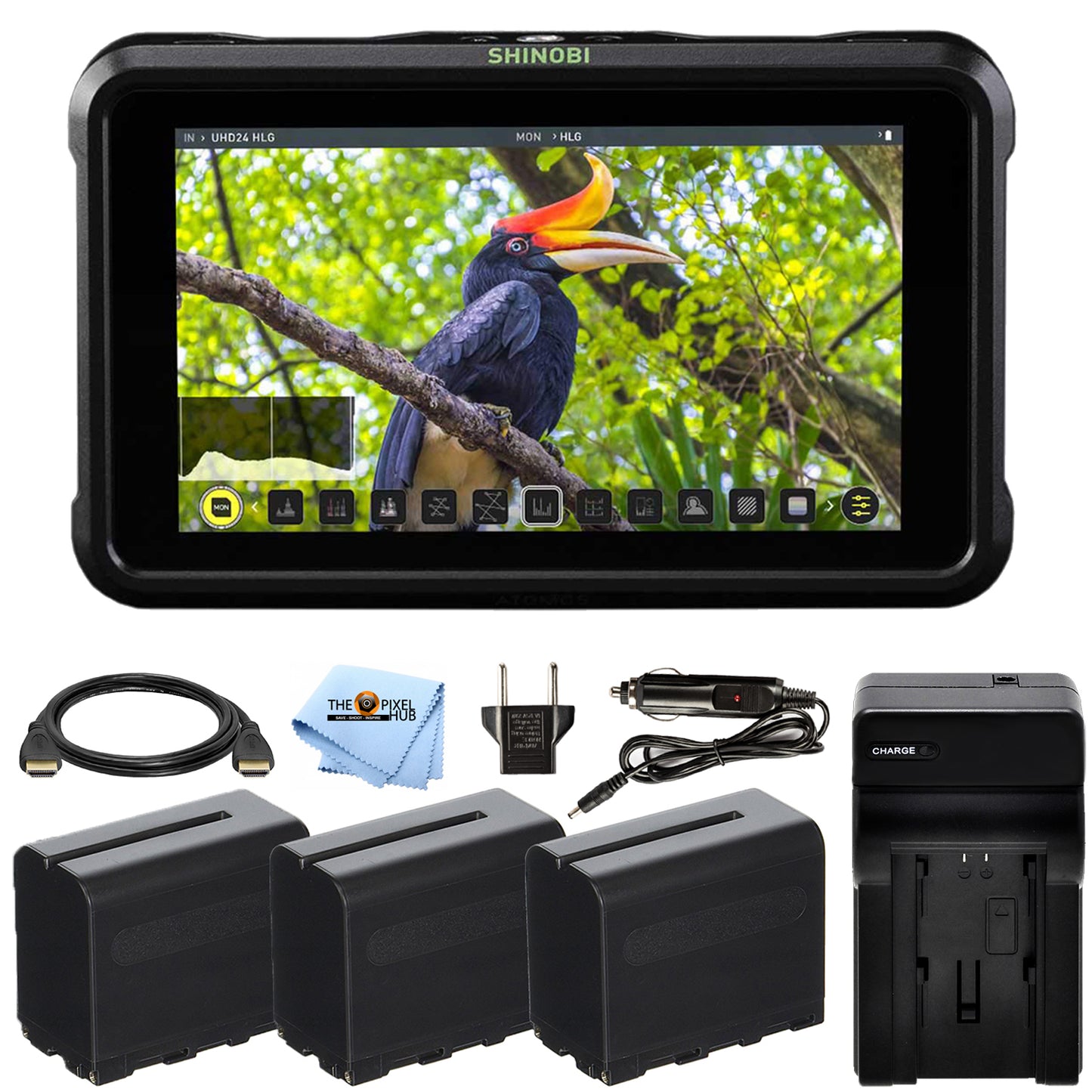 Atomos Shinobi Moniteur HDMI 4K 5,2" ATOMSHBH01 + 3 batteries et chargeur