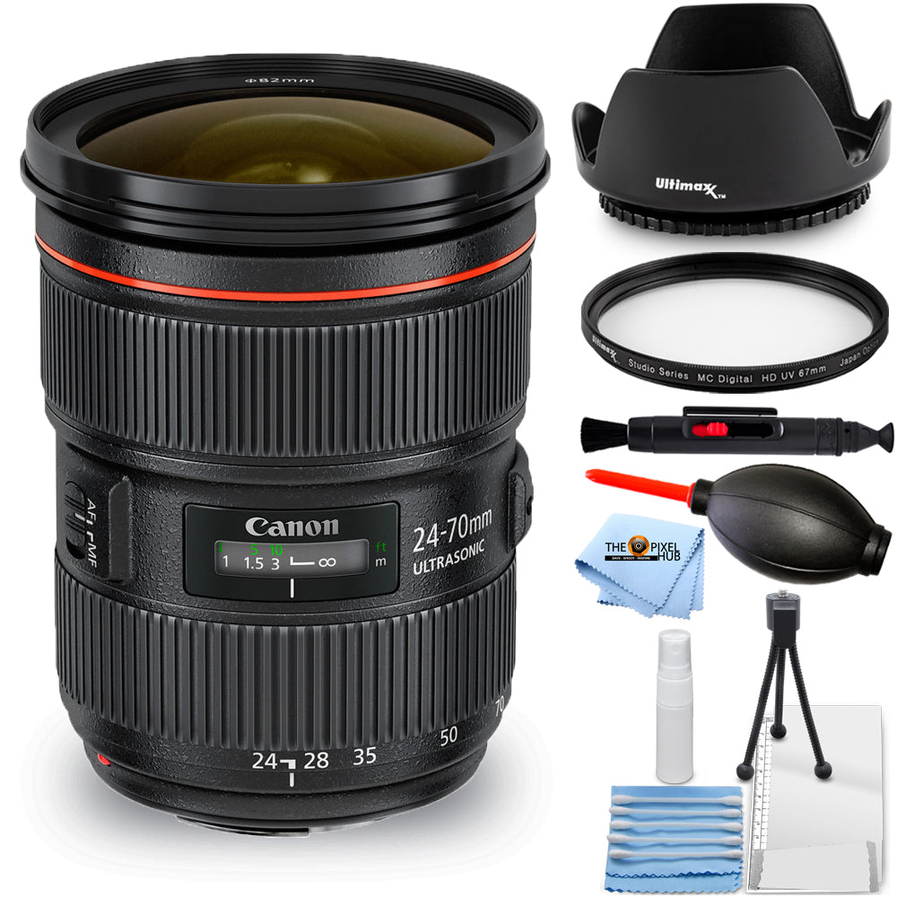 Objectif zoom Canon EF 24-70 mm f/2,8L II USM (noir) 5175B002 - Ensemble d'accessoires 7 pièces