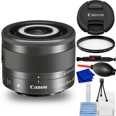 Canon EF-M 28mm f/3.5 Macro IS STM Lens 1362C002 - 7PC Accessory Bundle