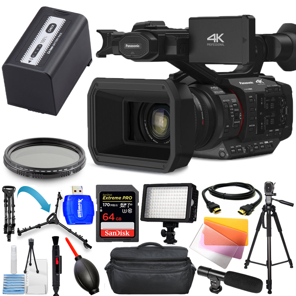 Caméscope mobile Panasonic HC-X20 4K avec connectivité riche - Kit d'accessoires 13PC