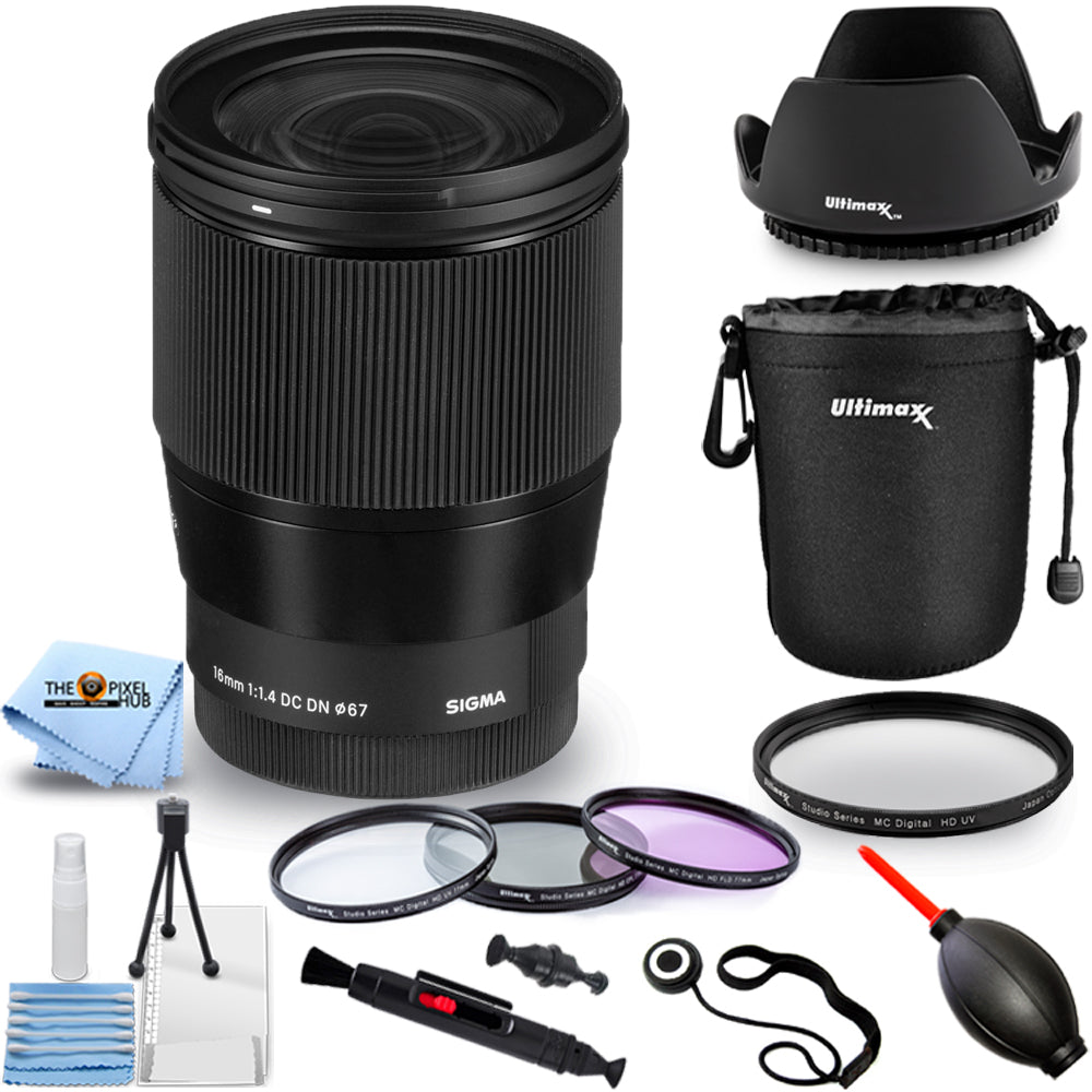 Sigma Objectif contemporain 16 mm f/1.4 DC DN pour Sony E 402965 – Kit d'accessoires 10 pièces