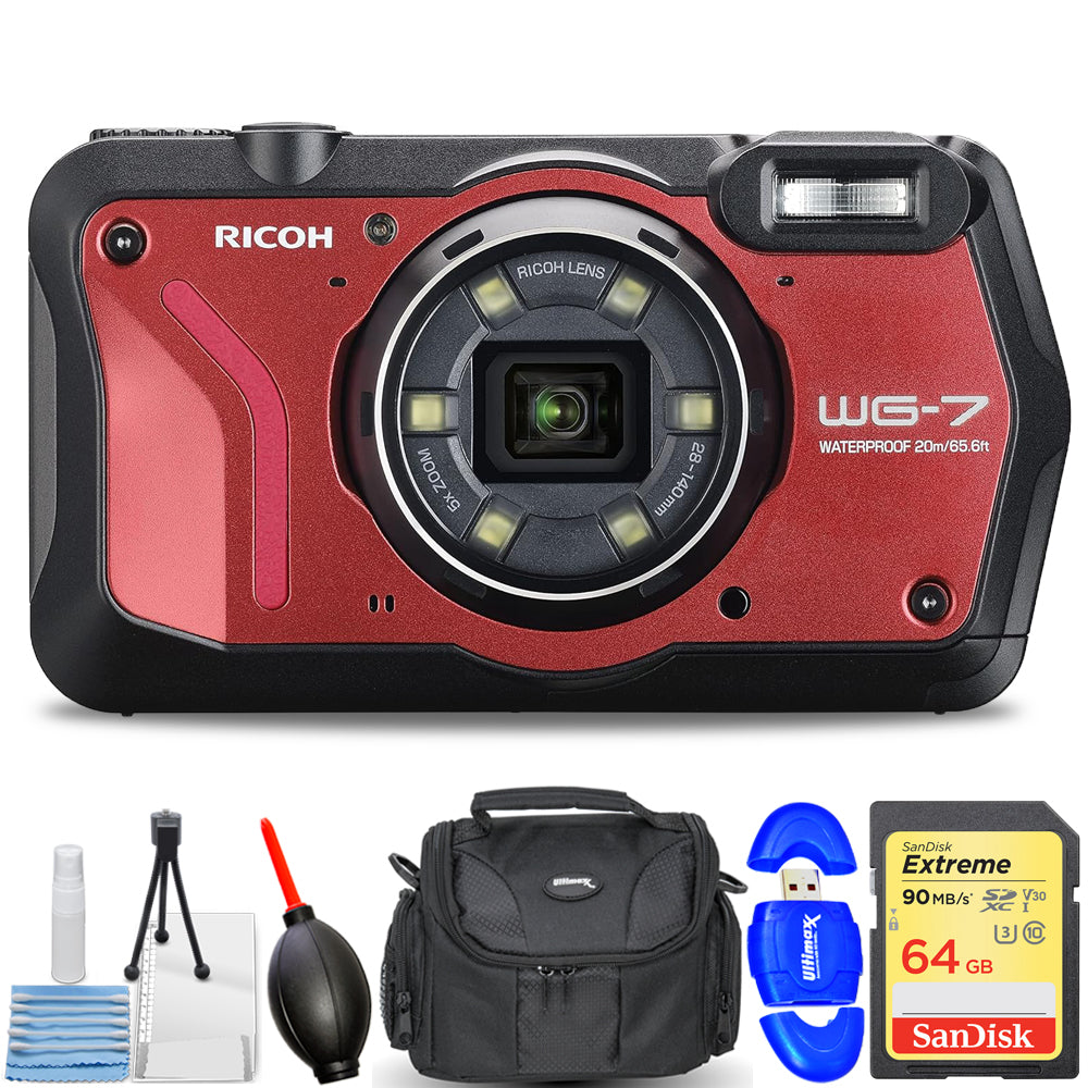 Photo 1 sur 6

 RICOH WG-7 Appareil photo numérique robuste, étanche à la poussière, caméra WEB 4K (rouge)