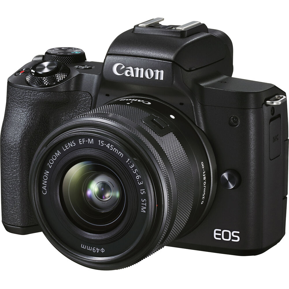 Appareil photo sans miroir Canon EOS M50 Mark II avec objectif 15-45 mm (noir) + pack flash