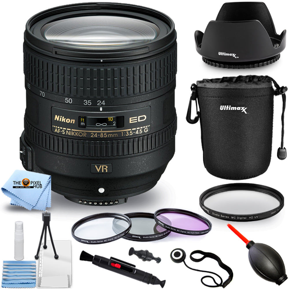 Nikon AF-S NIKKOR 24-85 mm f3.5-4.5G ED VR Objectif 2204 – Lot de 10 accessoires