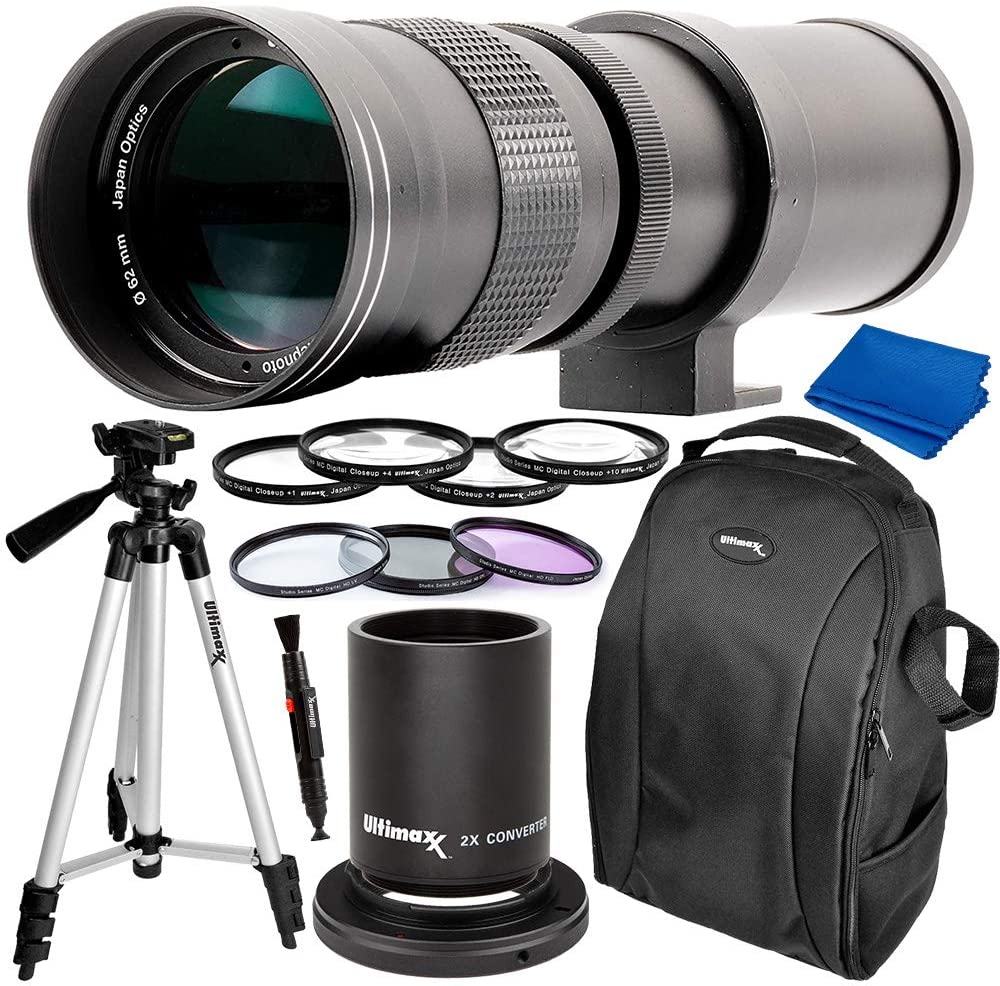 Ultimaxx 420-800mm f/8 Telephoto Zoom Lens Bundle for Canon 90D 80D 70D T7i SL2