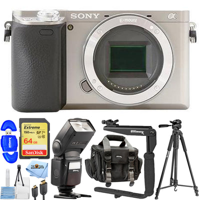 Sony Alpha a6400 Appareil photo numérique sans miroir (corps uniquement argent) Kit d'accessoires 10 pièces