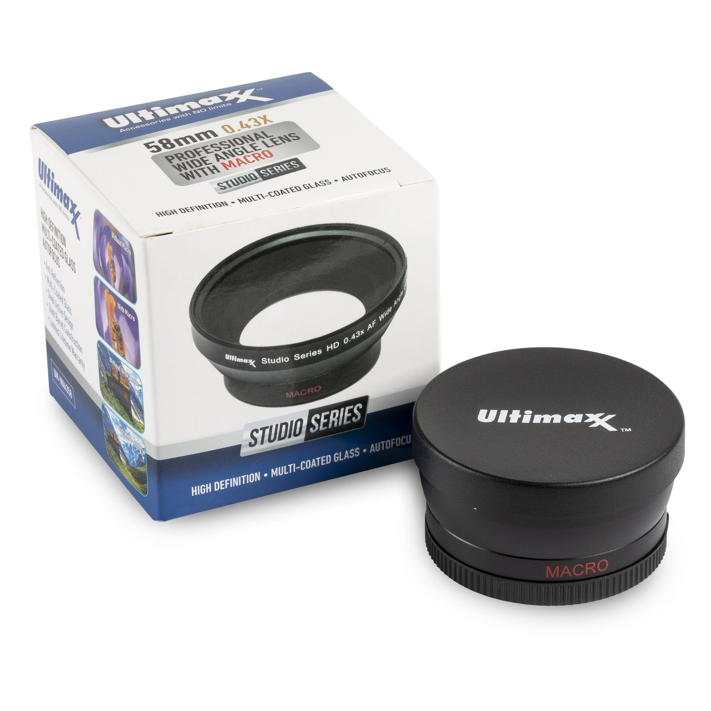 Objectif grand angle professionnel ULTIMAXX 58 mm 0,43x avec macro pour Canon Nikon Sony