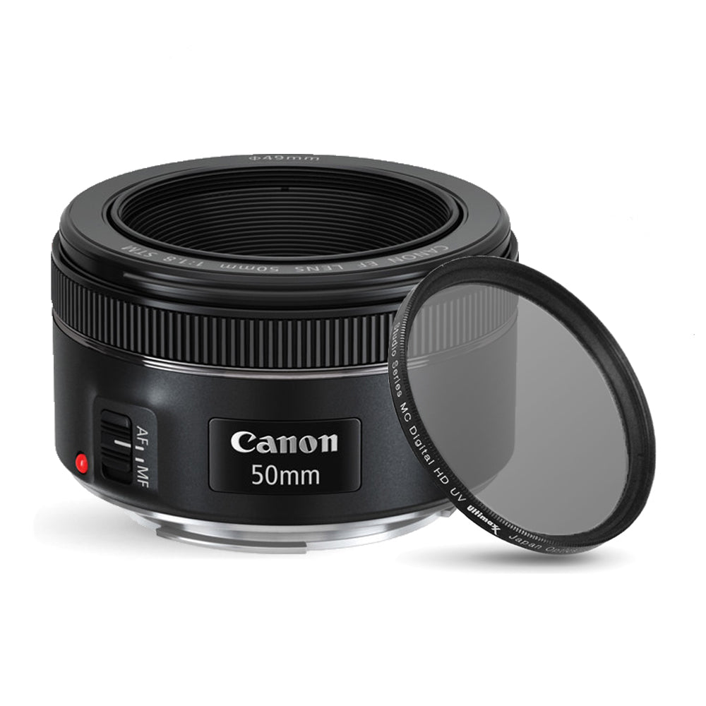 Canon EF 50mm f/1.8 STM Lens 0570C002 + UV Ultraviolet Filter