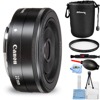 Objectif Canon EF-M 22 mm f/2 STM 5985B002 + filtre UV + pochette d'objectif