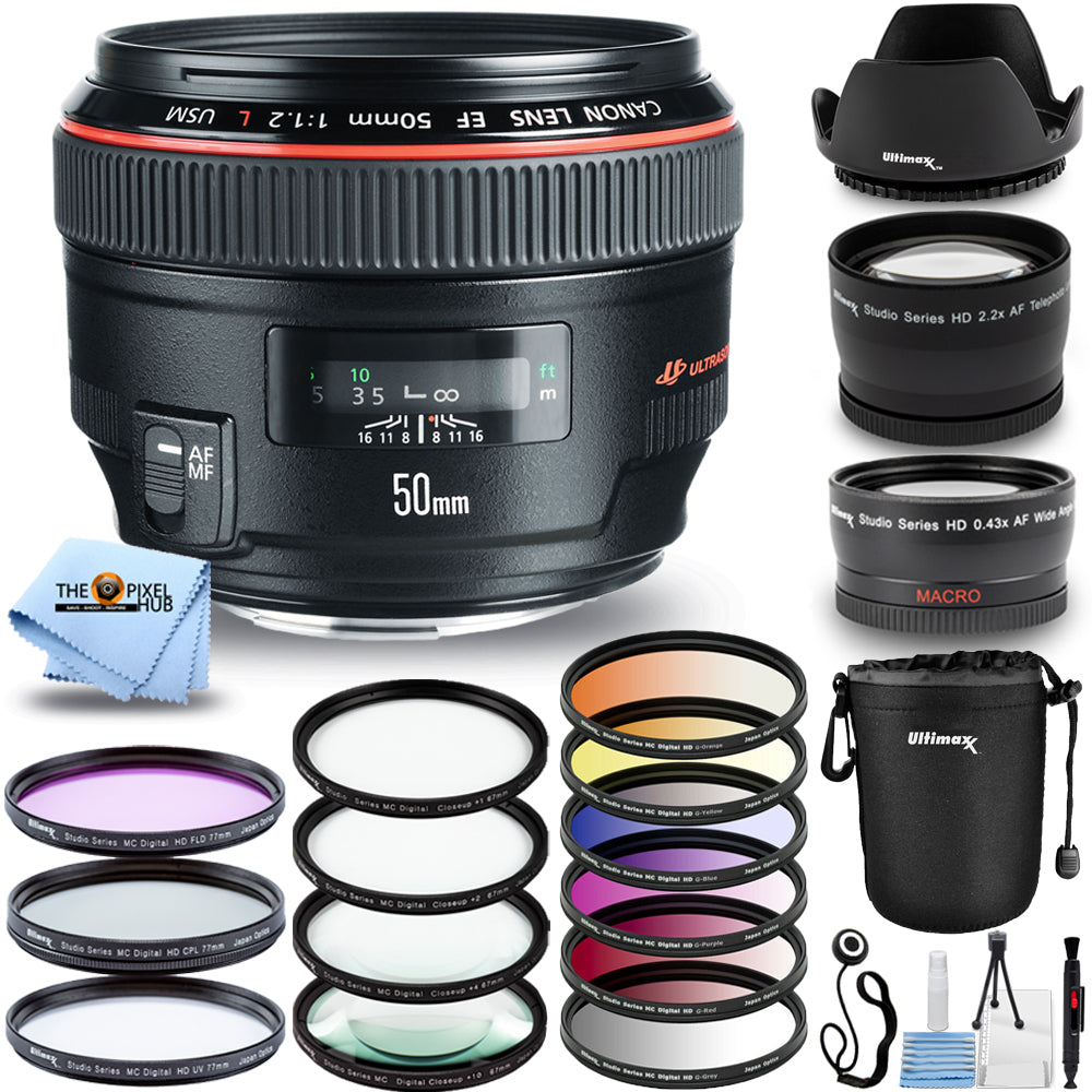 Canon EF 50 mm f/1,2L USM Objectif (Noir) 1257B002 Mega All You Need Filtre Bundle