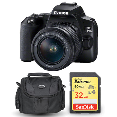 Canon EOS 250D/Rebel SL3 avec objectif 18-55 mm f/3,5-5,6 III + Extreme 32 Go et étui