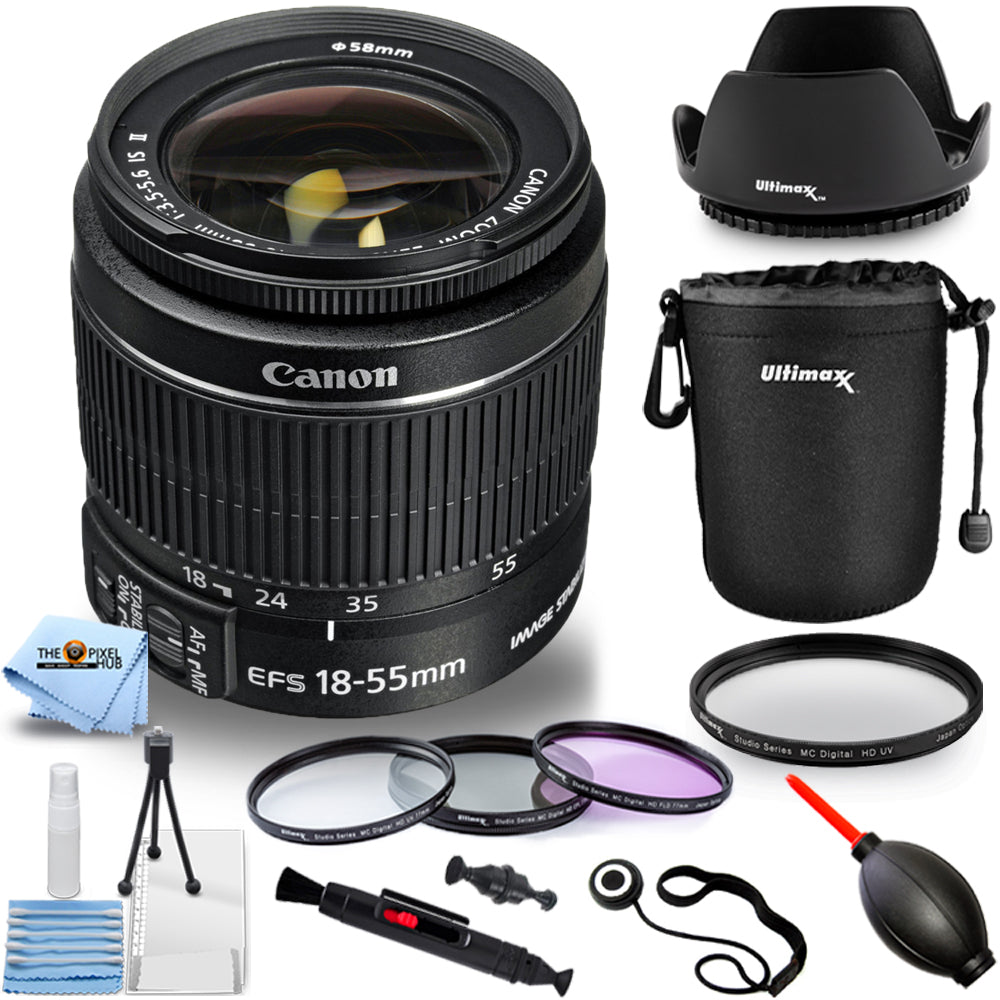 Canon EF-S 18-55mm f/3.5-5.6 IS II Objectif autofocus - Ensemble d'accessoires 10PC