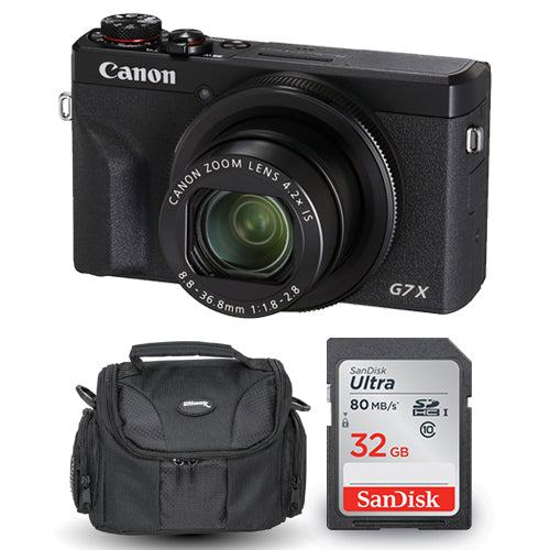 Canon PowerShot G7 X Mark III Digital Camera (Black) + 32GB SD and Gadget Bag