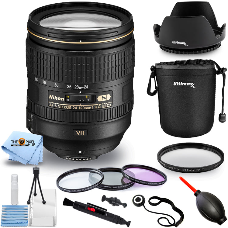 Nikon AF-S NIKKOR 24-120mm f/4G ED VR Lens 2193 + Filter Kit + Lens Pouch Bundle