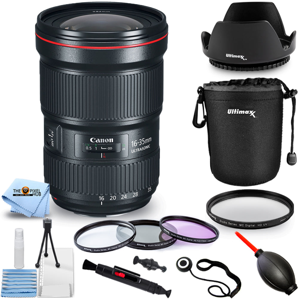 Objectif Canon EF 16-35 mm f/2,8L III USM 0573C002 + pochette d'objectif + kit de filtres