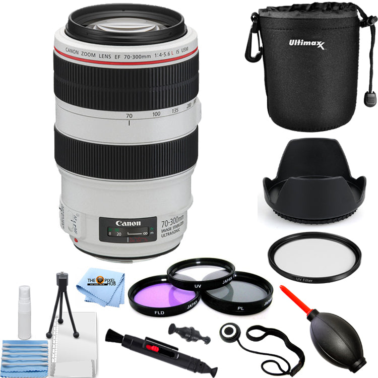 Objectif Canon EF 70-300 mm f/4-5,6L IS USM 4426B002 + kit de filtres + pochette d'objectif