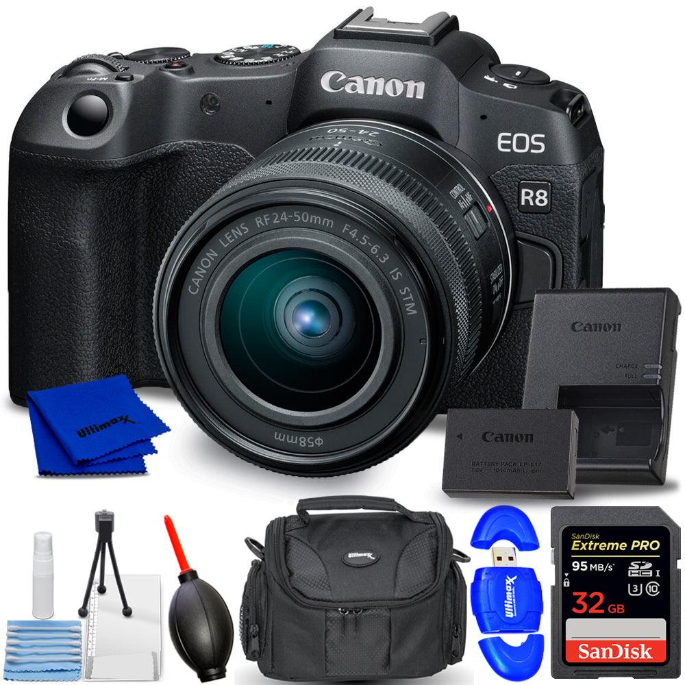 Appareil photo sans miroir Canon EOS R8 avec objectif RF 24-50 mm IS STM - Kit d'accessoires 7 pièces