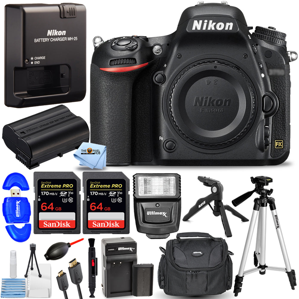 Appareil photo reflex numérique Nikon D750 (boîtier uniquement, noir) 1543 + 128 Go + EXT BAT + Flash Bundle