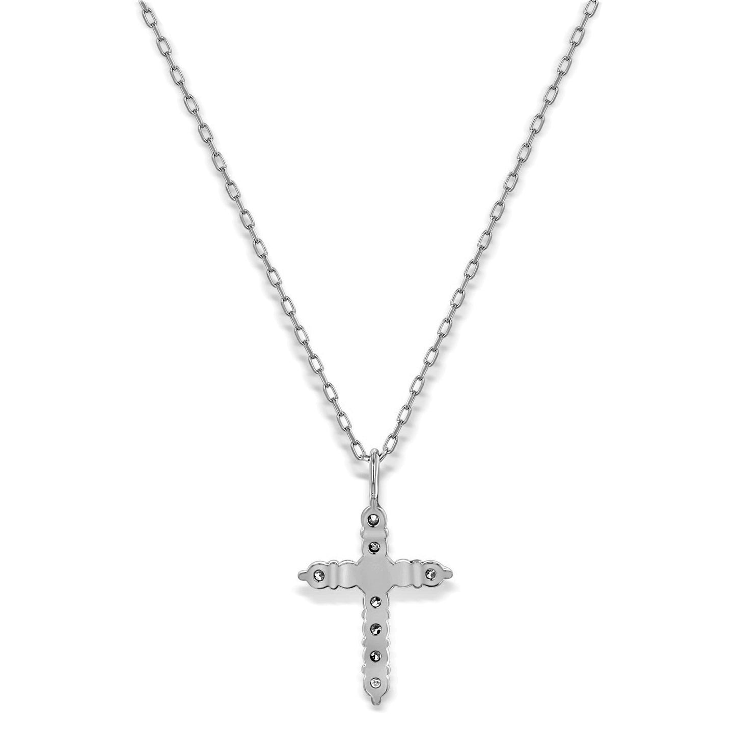 Valeur sociale Collier pendentif croix en or blanc naturel massif 14 carats avec diamant .10ct