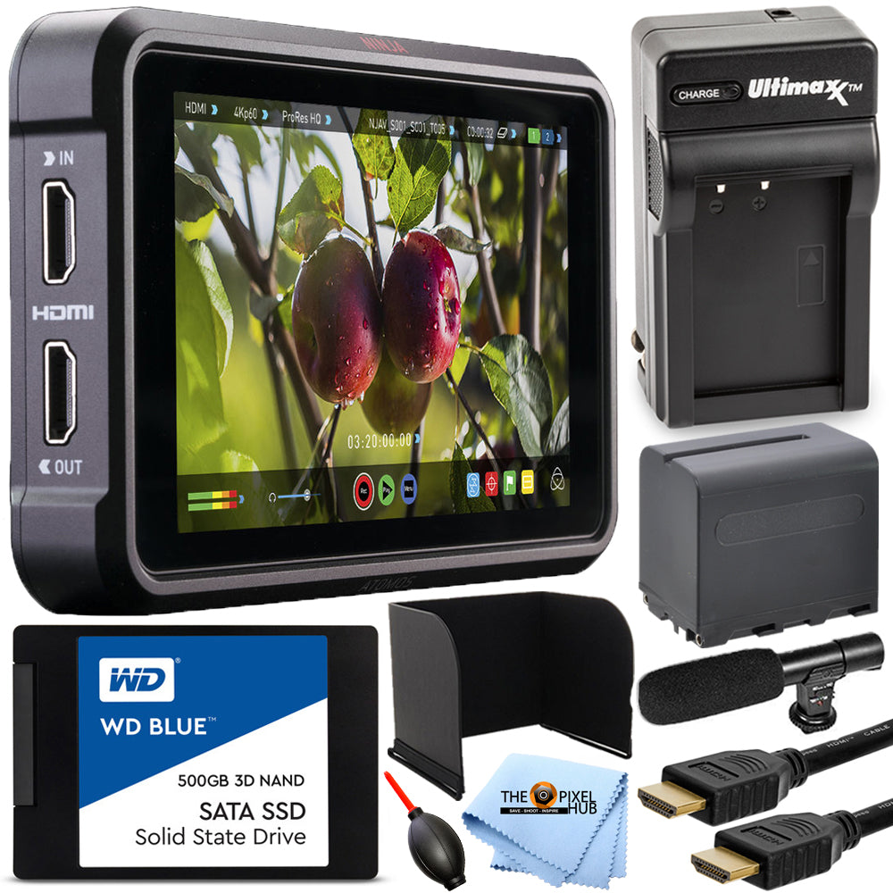 Moniteur d'enregistrement Atomos Ninja V 5" 4K HDMI + ensemble SSD WD Blue 3D NAND 500 Go