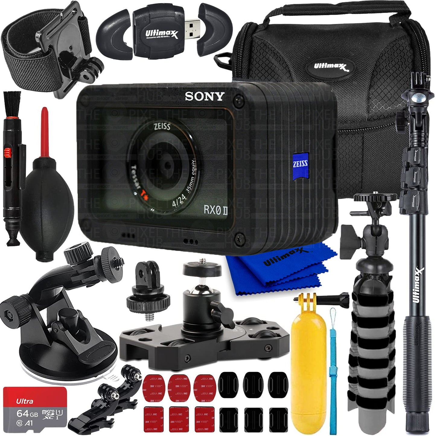 Appareil photo numérique Sony Cyber-shot DSC-RX0 II - Ensemble d'accessoires 15 pièces