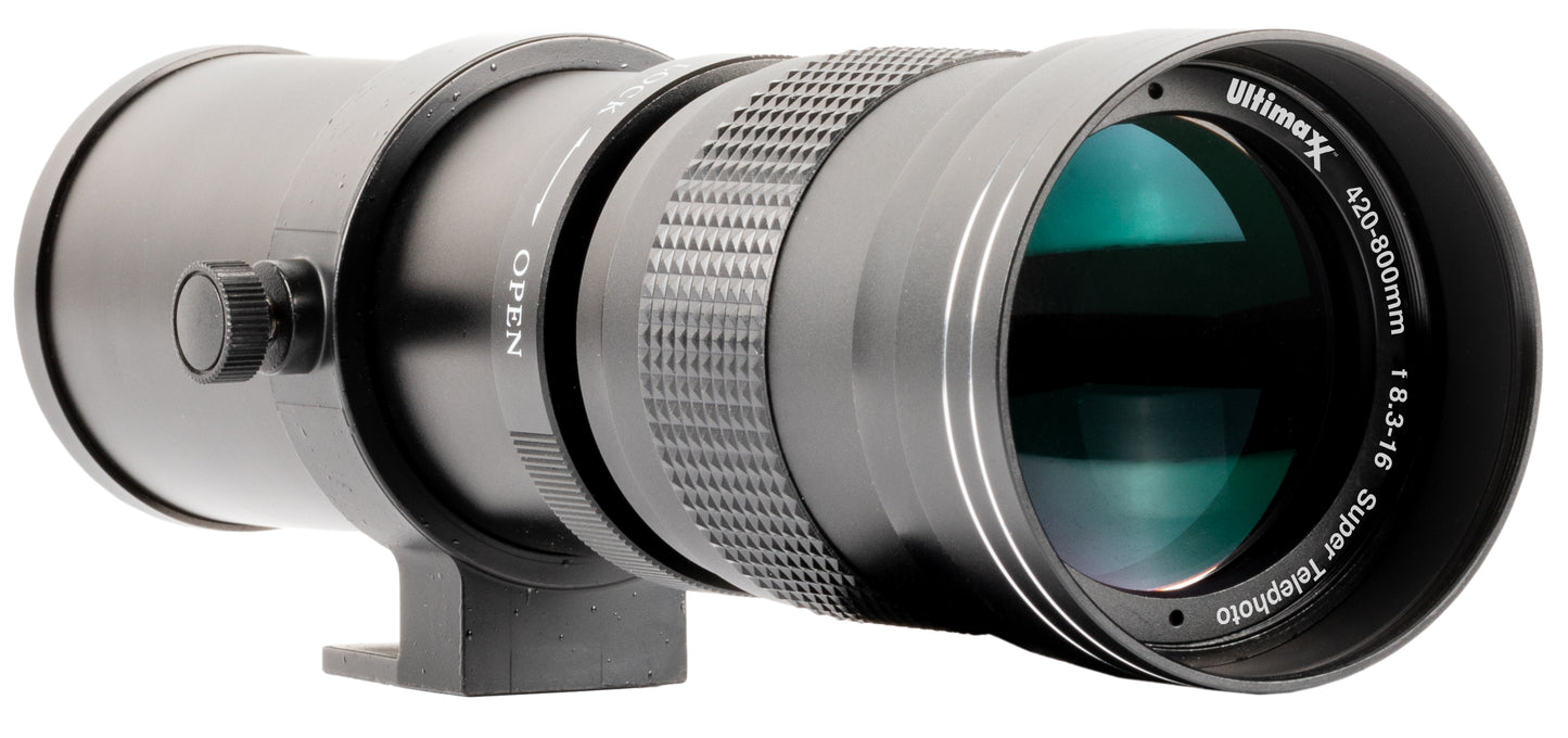 Ultimaxx 420-800mm f/8.3-16 Super HD Manual Telephoto Zoom T-Mount Lens (Black)