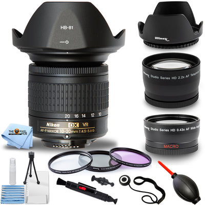 Objectif Nikon AF-P DX NIKKOR 10-20 mm f/4.5-5.6G VR 20067 - Ensemble d'accessoires 10 pièces