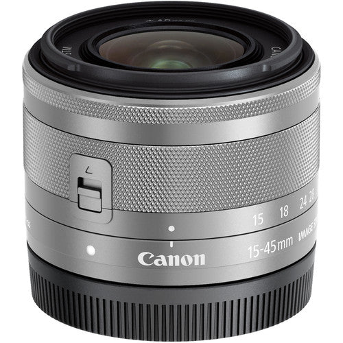 Canon EF-M 15-45mm f/3.5-6.3 IS STM Lens (Silver) 0597C002 - 7PC Accessory Kit