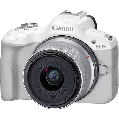 Canon EOS R50 Mirrorless Camera with 18-45mm Lens (White) 5812C012 - 7PC Bundle