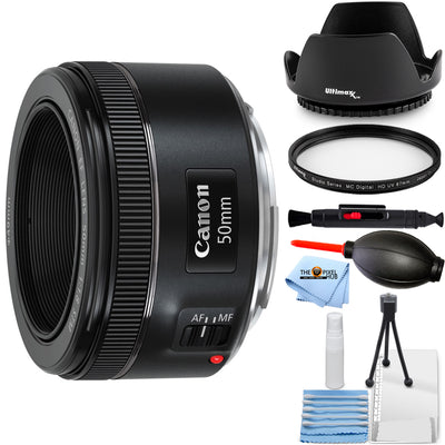 Objectif Canon EF 50 mm f/1.8 STM 0570C002 + filtre UV + objectif à capuchon tulipe