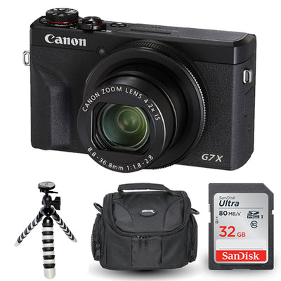 Appareil photo numérique Canon PowerShot G7 X Mark III (noir) + 32 Go + étui + trépied