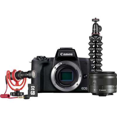 Appareil photo sans miroir Canon EOS M50 Mark II (noir) avec kit Vlogger d'objectif 15-45 mm