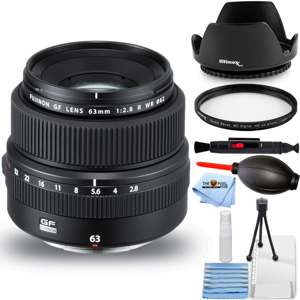 FUJIFILM GF 63mm f/2.8 R WR Lens 600018250 - 7PC Accessory Bundle