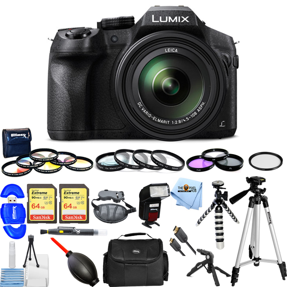 Panasonic Lumix DMC-FZ300 Appareil photo numérique Mega 128 Go avec trépieds flash