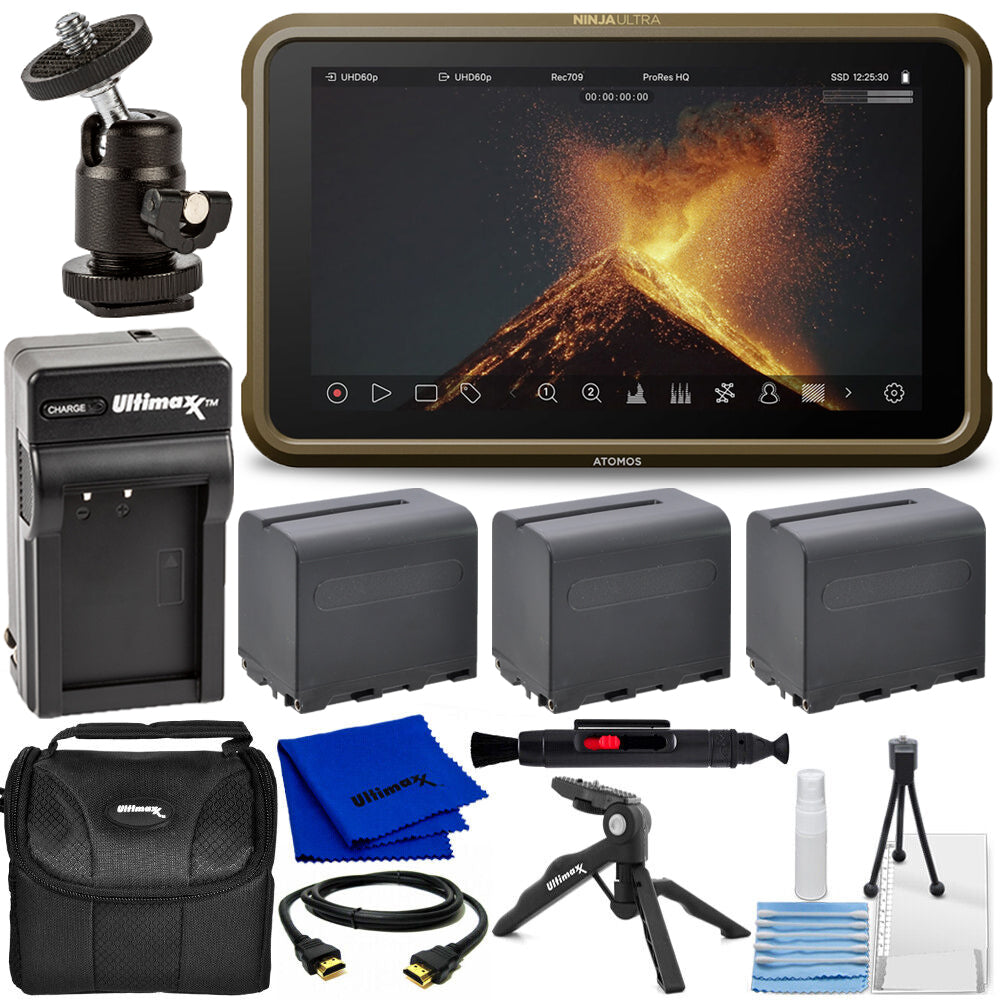 Moniteur d'enregistrement HDMI 4K Atomos Ninja Ultra 5,2" - Ensemble d'accessoires 6PC