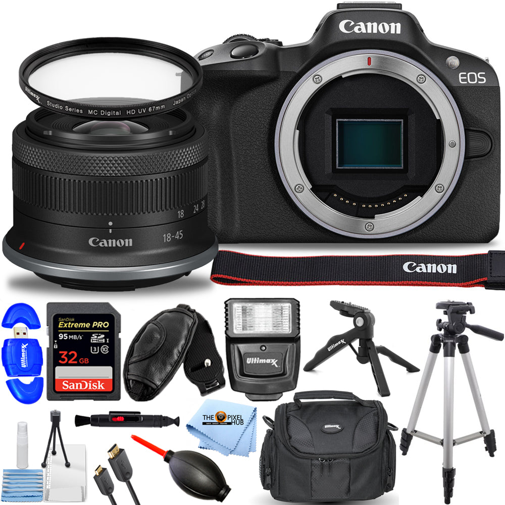 Appareil photo sans miroir Canon EOS R50 avec objectif 18-45 mm (noir) 5811C012 - Lot de 12 pièces