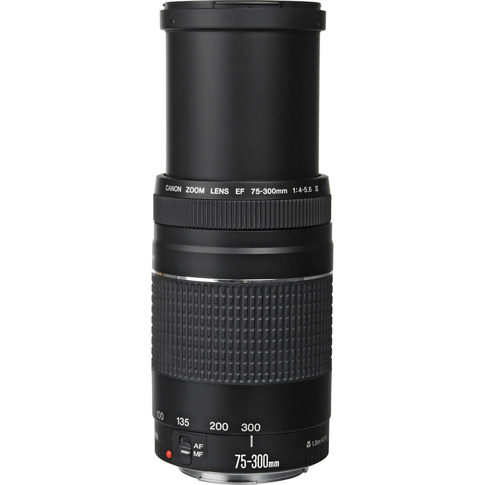 Canon EF 75-300mm f/4-5.6 III Lens (Black) + Telephoto and Wide Angle Lenses