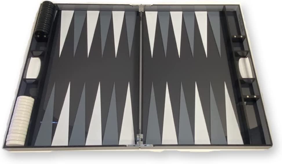 Lucite Acrylic Backgammon Set 18" Large Premium Board and Pieces (Clear Black)