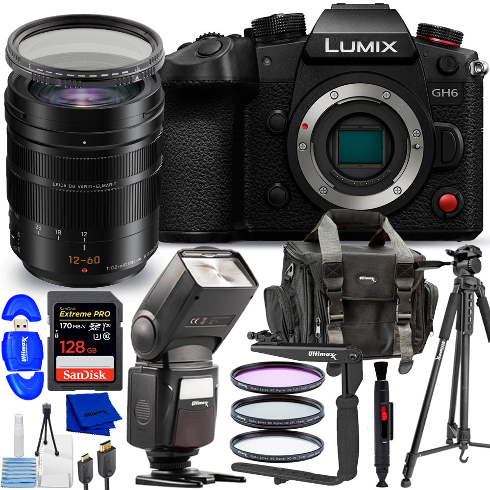 Panasonic Lumix GH6 avec objectif 12-60 mm f/2.8-4 DC-GH6LK - Ensemble d'accessoires 12 pièces