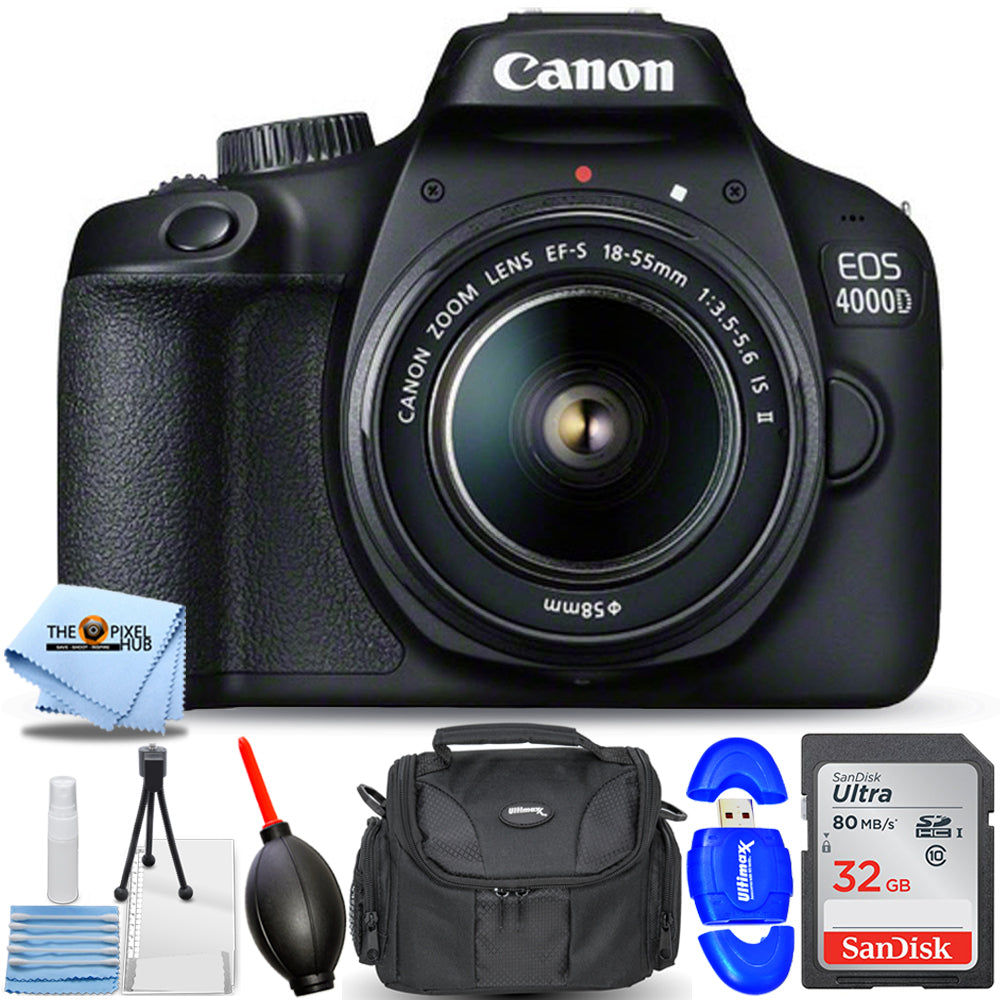 Canon EOS 4000D avec objectif EF-S 18-55 mm f/3.5-5.6 IS II - Ensemble d'accessoires 7 pièces