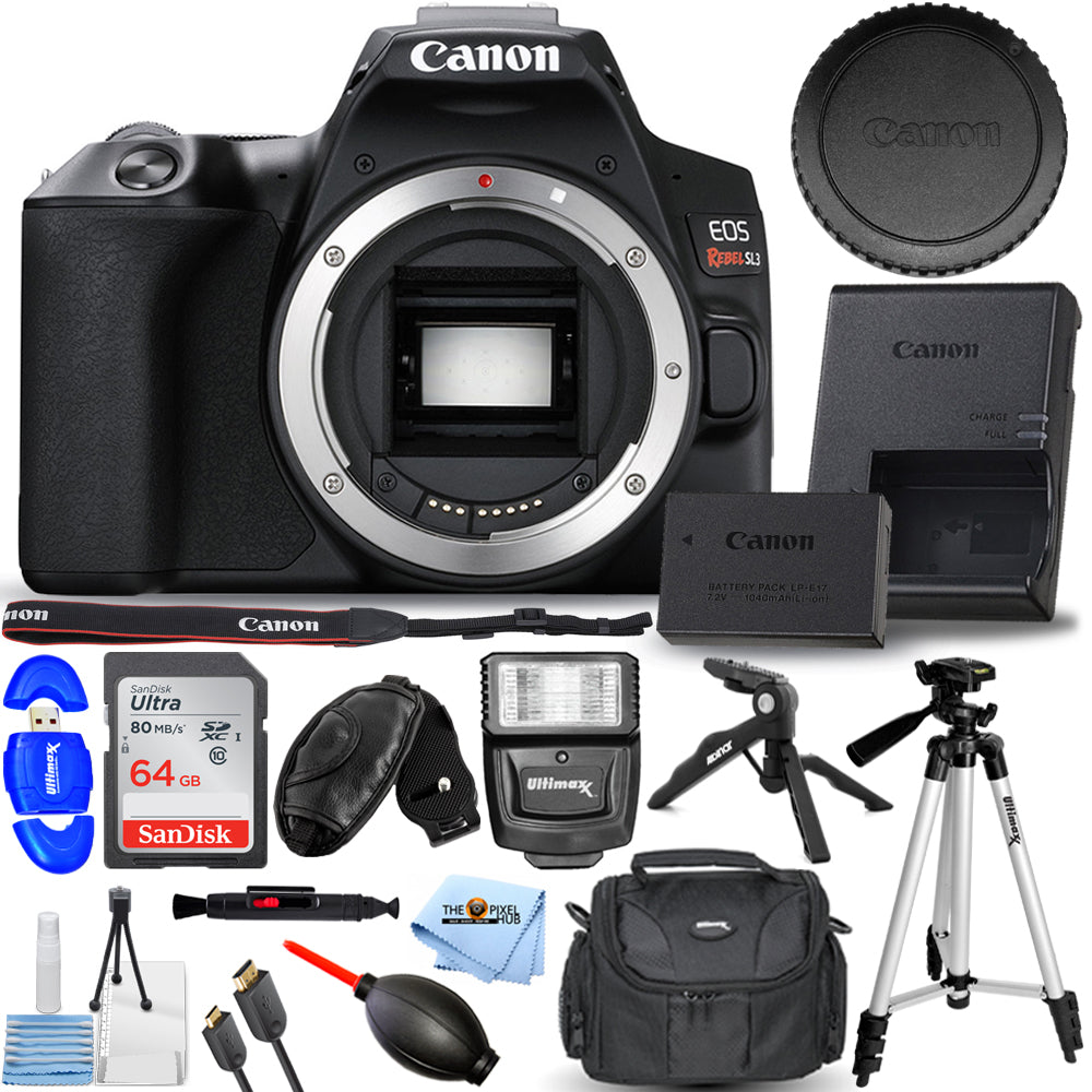 Canon EOS Rebel SL3 DSLR Camera (Black, Body Only) - 12PC Accessory Bundle