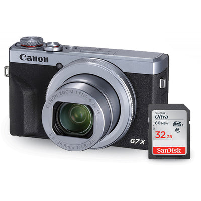 Appareil photo numérique Canon PowerShot G7 X Mark III (argent) + Sandisk Ultra 32 Go