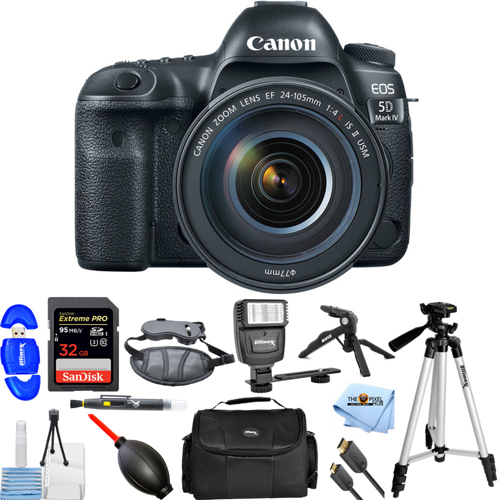 Appareil photo Canon EOS 5D Mark IV avec objectif 24-105 mm f/4L IS II USM - Offre groupée 32 Go